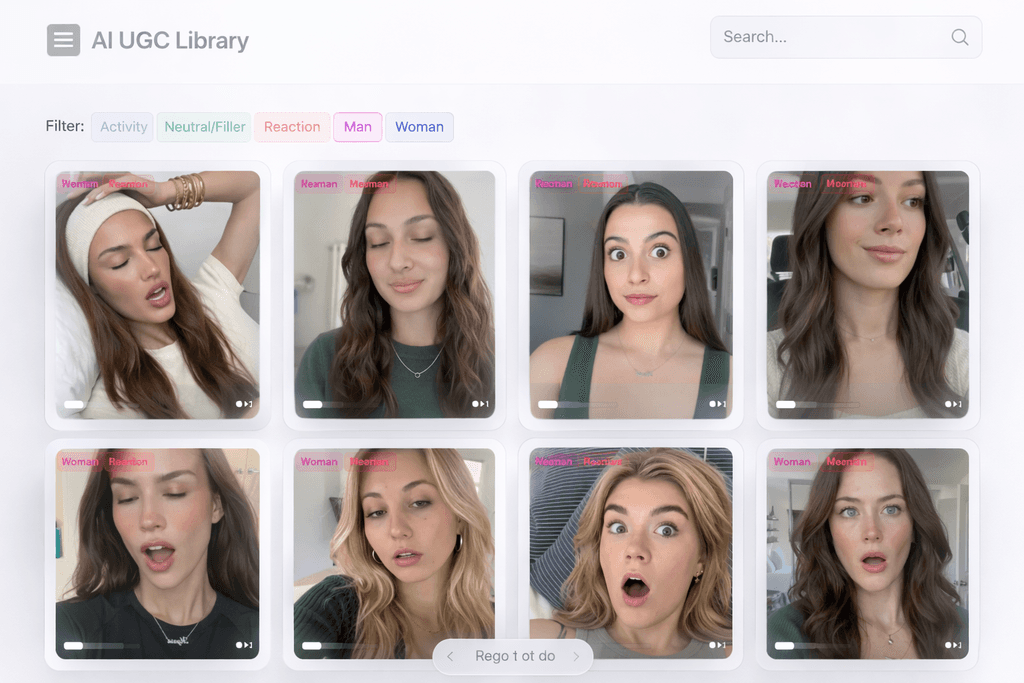 Create with AI and human UGC: interface from the supplied Veedeo concept